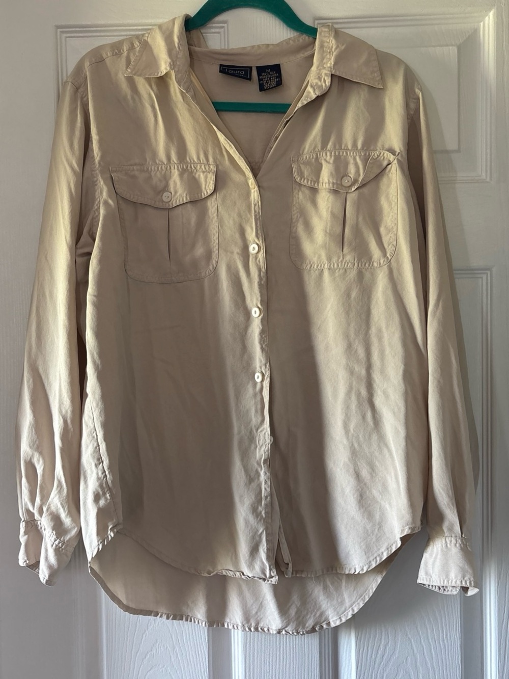 Laura Scott Men’s Button-Down Shirt in Beige